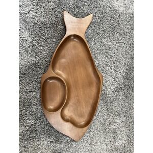 Vintage Wood Fish Divided Bowl or Dresser Caddy, MCM